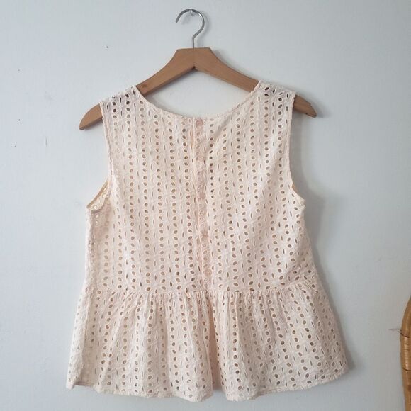 Pins & Needles Peplum Eyelet Tank Top Pink M - Picture 3 of 6
